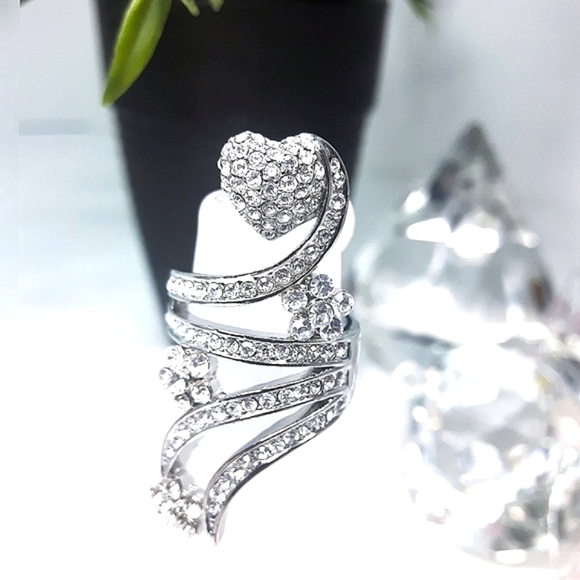 🆕️ Clear Rhinestones💖Fashion Silver Tone Ring - Picture 2 of 6